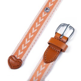 Eddie Bauer Women Cascade Grommet Webbing Belt with Metal Buckle, Coral, Large
