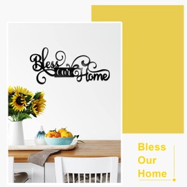 Wall Decor Sign Bless Our Home Metal Wall Decor Black Metal Wall Decorations for Bedroom Bless Our Home Wall Decor Metal Word Art for Walls Home Wall Art for Entryway Living Room Kitchen Decoration