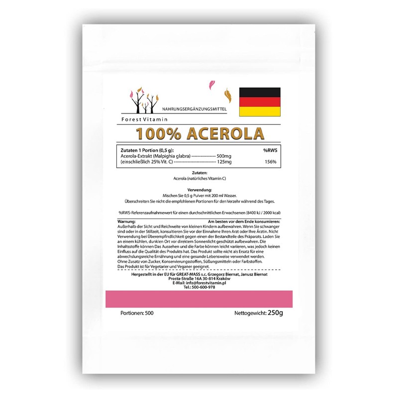 ACEROLA - Forest Vitamin - 100% Acerola - 250g Powder