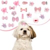 Ptwola 20Pcs Pink Dog Hair Bows Cute Puppy Bowknot Hair