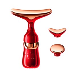 MMRH Firming Wrinkle Beauty Devicer for Facial/Neck/Eye, Multifunctional Vibration Massage Instrument, 3-in-1 Facial Skincare Instrument for Skin Care for Improve,Smooth and Tightening Skin (red)