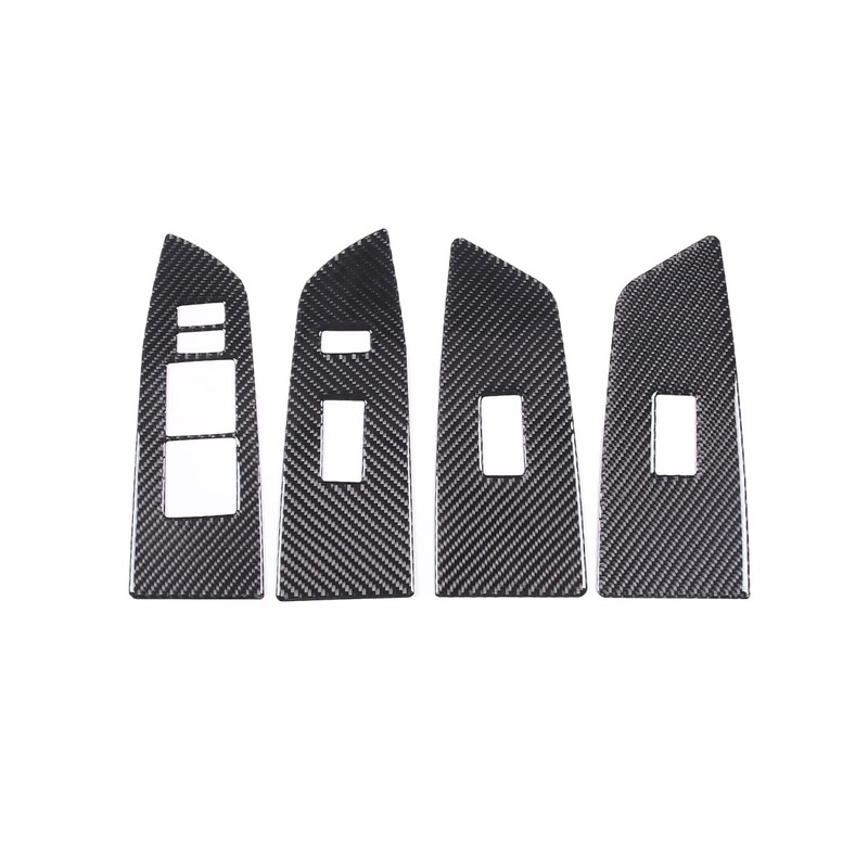 HIRUFAIT 4PCS Car Door Window Lift Switch Panel Frame Sticker