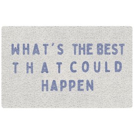 SNNDER Blue Inspirational Mat Doormat, What's The Best That Could Happen Door Mat for Front Door Porch Outdoor Outside Entrance, Trendy Bath Mats, Motivational Decor, 17x30 Inch