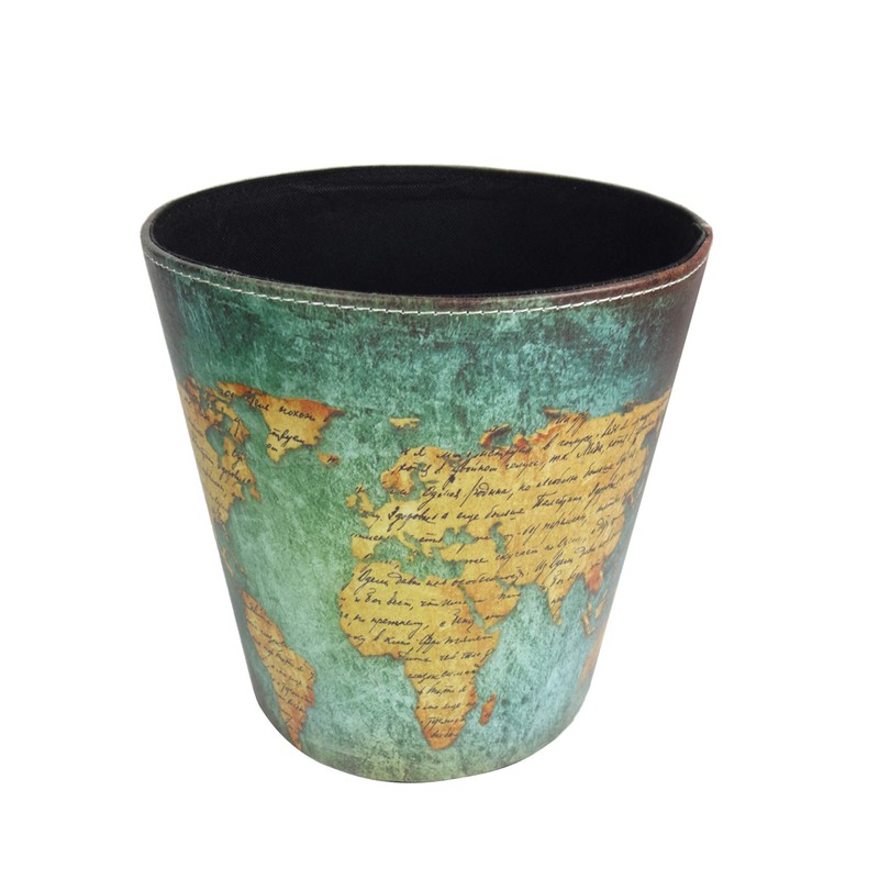 Emartbuy Fabric PU Leather Paper Pin Dustbin Retro Vintage Cool
