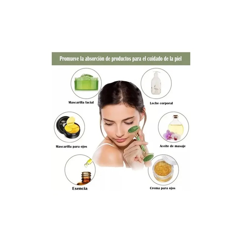 Rodillo De Masaje Facial De Jade Gua Sha Rejuvenece Kit