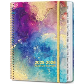 Academic Planner 2025-2026, Weekly and Monthly Calendar Planner Book, July 2025 – June 2026, Hardcover Organizer with Tabs, Perfect for Teachers, Students, Women & Men, A5 (6.4" x 8.5") - Gold
