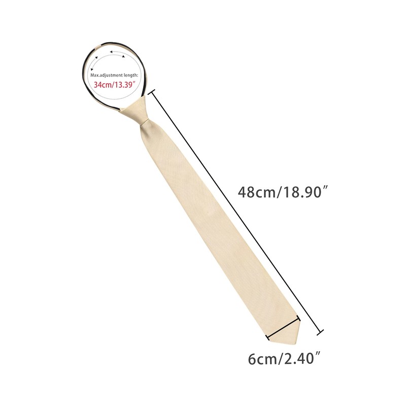 [Allegra K] Men's Necktie Low Tie Flat Stripe Adjustable Zipper