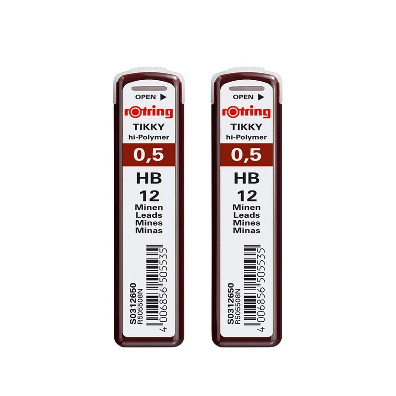 rOtring 0.5mm HB High Polymer Refills - 2 x 12