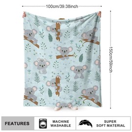 FYDZBSL Koala Cuddly Blanket for Children, Flannel Blanket, Children, Soft, Fluffy Fleece Blanket, Cartoon Interesting, Colourful, Cute, Koala Gifts for Boys, Girls, Boys, 100 x 150 cm