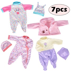 Doll Clothes 3 Set Baby Doll Clothes Fit for 16 to 17 Inch Baby Dolls 15 inch Dolls(Total 7 Pcs)