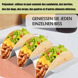 Pack of 2 Taco Holder, Stainless Steel Wave-shaped Taco Holder, Taco Stand with Handles, Taco Holder Set, Reusable Wavy Stand, Suitable for Tacos, Sandwiches, Silver