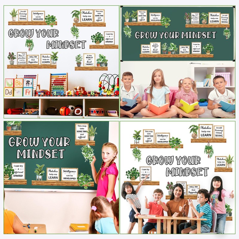 Qilery Bookshelf Bulletin Board Set Grow Your Mindset Motivational Classroom
