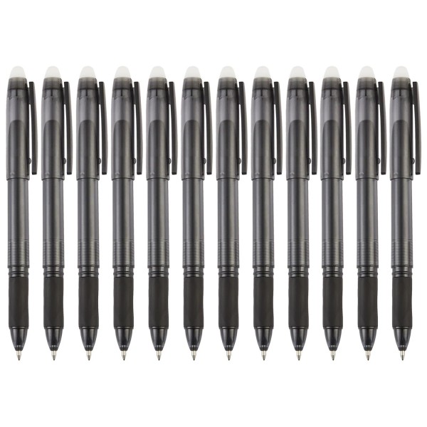 Volcanics Black Erasable Gel Pens 0.7Mm Fine Point 12Pk W/
