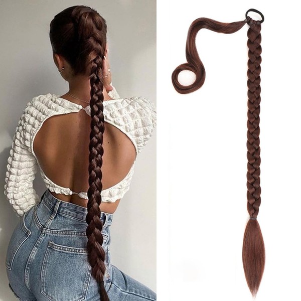 RPAEOY Braid Extensions Ponytail Hairpiece with Elastic Band, Synthetic Braid,