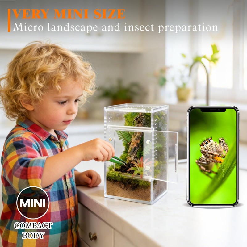 GTSEEMUU Jumping Spider Enclosure, 8 x 8 x 15 cm