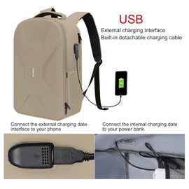 MOSISO 15.6-16 inch 35L Laptop Backpack with USB Charging Port for Women Men, Waterproof Hardshell Travel Business Computer Bag, Anti-Theft Daypack with Luggage Strap, Camel