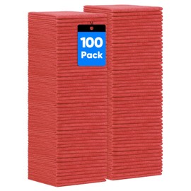 HOMEXCEL Red Shop Towels 100 Pack, Reusable Microfiber Cleaning Cloth Bulk, Multipurpose Microfiber Towels for Car, House and Kitchen, Highly Absorbent Cleaning Rags 11.5 x 11.5 inch