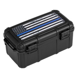 Cigar Caddy Waterproof Travel Cigar Humidor for 15 Cigars, First Responders Series, Blue Line
