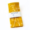 Mustard Linen Tea Towel, hand printed with hedgerow flowers. This