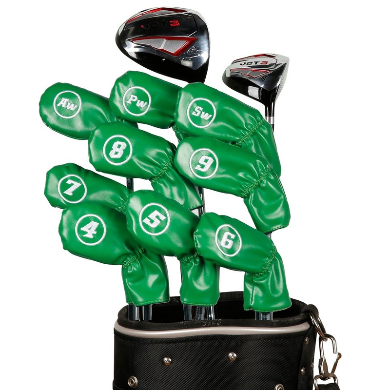 Leather Golf Club Iron Head Covers 9 Piece Set Headcover