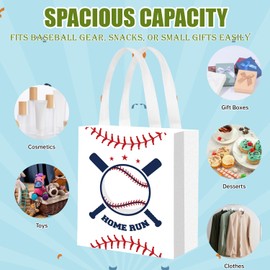 Liobelon 12 Pieces Baseball Gift Bags with Handle, Non Woven Baseball Treat Goodie Bag 9.8x7.8x5.9'' Sport Favor Bags for Birthday Party Decoration Team Events Game Day Supplies