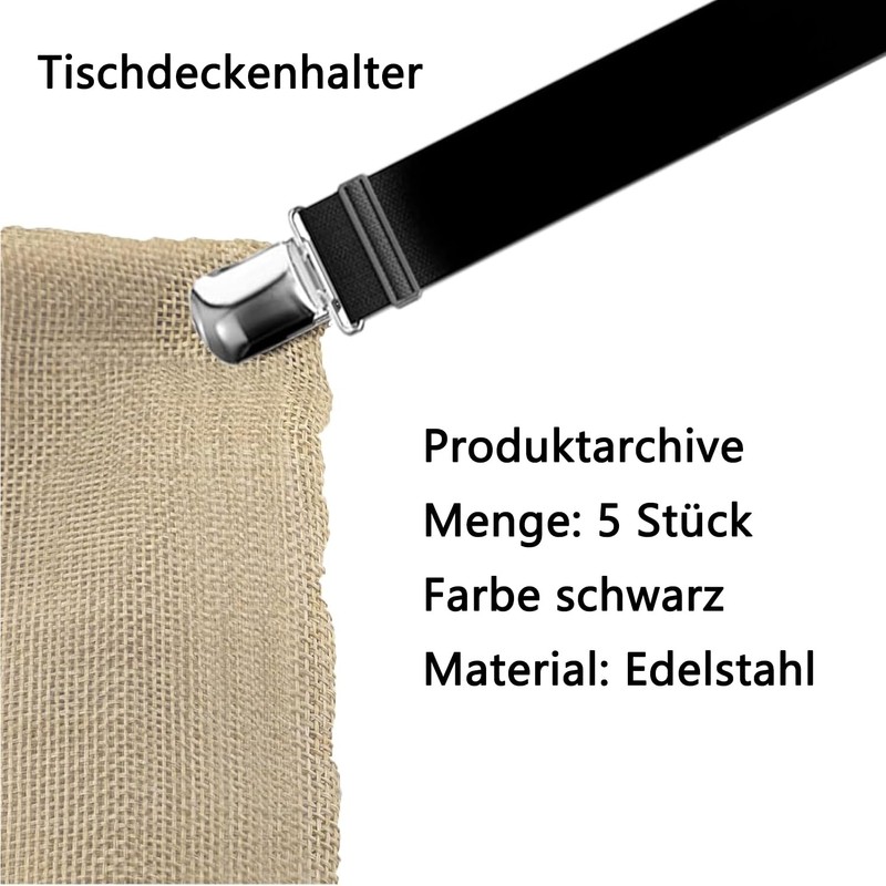 QZKJQDD Pack of 5 tablecloth holders, adjustable elasticity tablecloth clips,