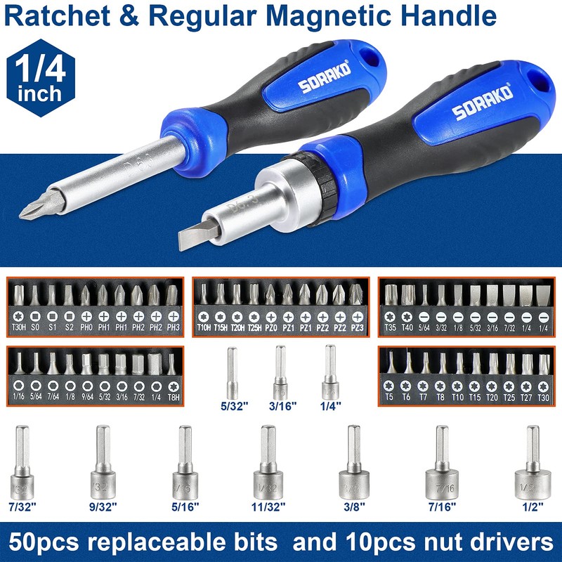Screwdriver Set, 118-Piece Magnetic Screwdriver Set with Plastic Racking, SORAKO