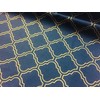Gold Moroccan Arabic Damask Fabric Navy Blue Curtain Upholstery -