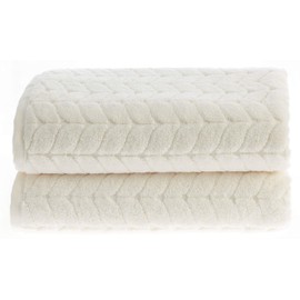 BAGNO MILANO 100% Turkish Cotton Jacquard Luxury Towel Set – Quick Dry Non-GMO Ultra-Soft, Plush and Absorbent Luxury Durable Turkish Towels Set (Cream, 2 pcs Bath Towel Set)