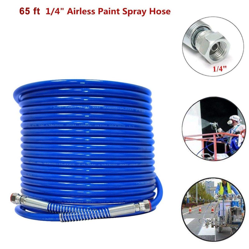 65ft x 1/4" Airless Paint Spray Hose, Blue Color Sprayer