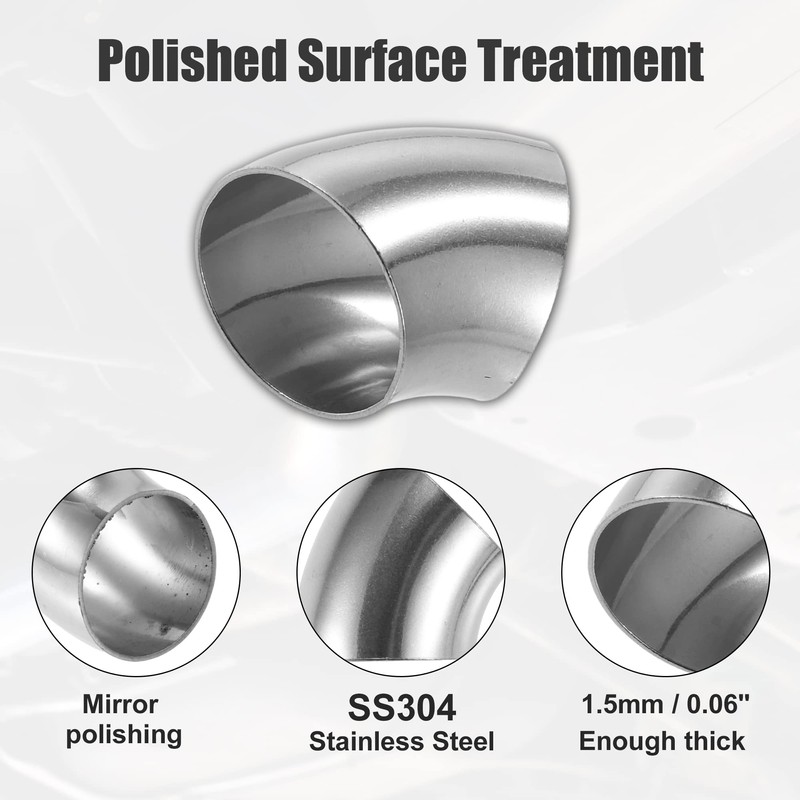 QUARKZMAN 4 Pieces 45 Degree SS304 Stainless Steel Exhaust Elbow