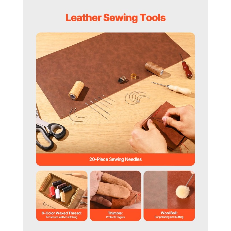 VEVOR Leather Working Tools Kit, 72 PCS with Portable Leather