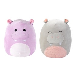 Squishmallows Hannah & Harrison The Hippos - Paquete de 2 peluches oficiales de Kellytoy - Juguete de peluche suave y blando coleccionable, regalo para niños, niñas y niños, juego de 2