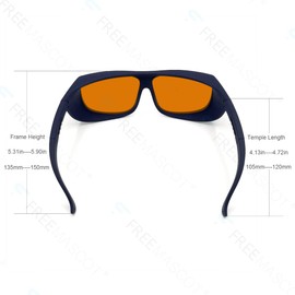 FreeMascot Professional OD 6+ 190nm-490nm Wavelength UV light/Violet & Blue Laser Safety Glasses (Fit Over Frame 5)
