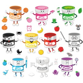 33Pcs Color Bulletin Board Set Colour Recognition Classroom Bulletin Board Decors Color Posters Fruit Animal Words Paper Cutouts for Toddler Kindergarten Preschool Learning Chalkboard Decorations