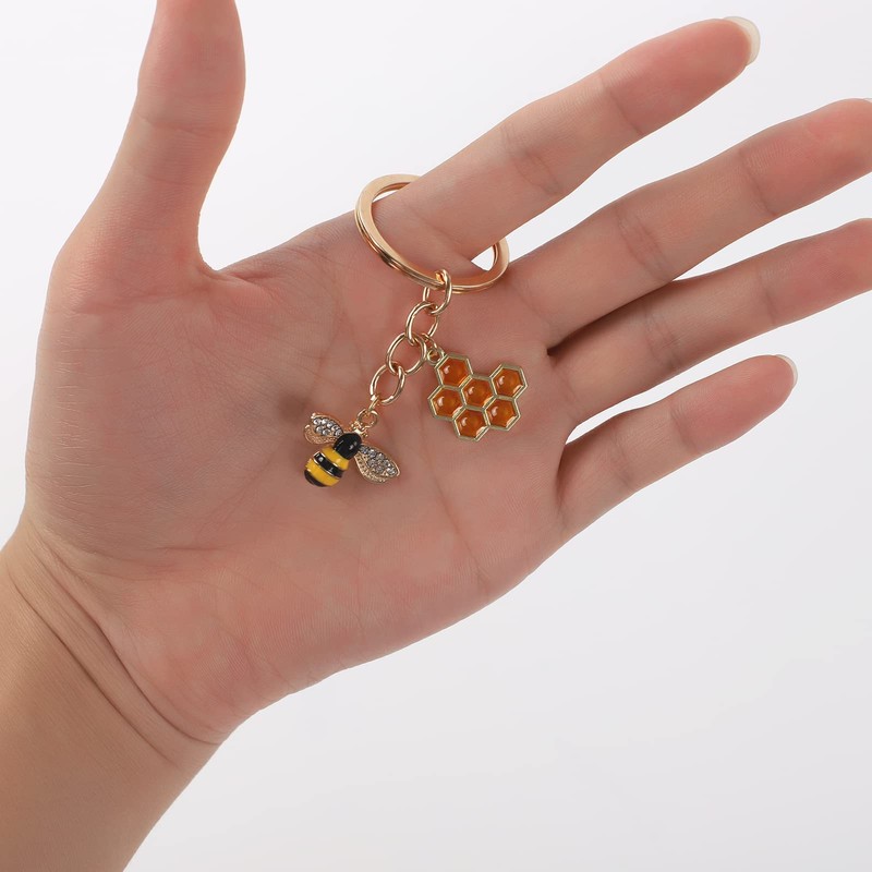 WAHKSR 1 Small Bee Key Ring Animal Key Chain Decoration
