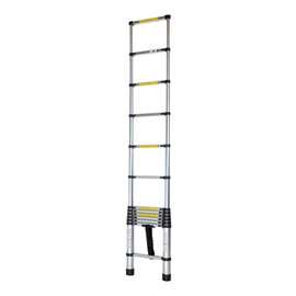 Restaurantware Telescoping Ladder 12.5 Ft Aluminium Lightweight Extension Ladder Collapsible Non-Slip Feet 330 lbs Capacity Heavy-Duty 13 Step Triangle Stabilizer for Attic Roofs, RVs, and Homes