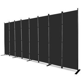 MAYOLIAH 8-Panel Black Room Divider 6ft Tall Folding Privacy Screen Portable Office Partition 160" W X 72" H