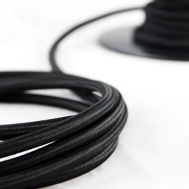 smartect Textile Cable, Black, 10 Metres, Vintage Lamp Cable, Fabric, 2-Core (2 x 0.75 mm²) Power Cable, Textile-Coated for Your Own DIY Project