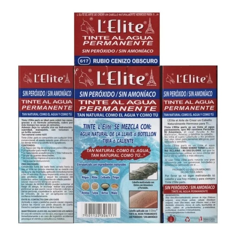 Elite 10 Tintes Naturales, Preparar Con Agua Rubio Cenizo Obscuro
