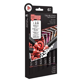 Crafter's Companion Spectrum Noir TriBlend Alcohol 3 blend Marker Pens-Warm Shades-Pack of 6