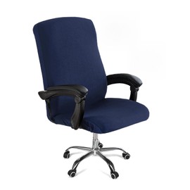 DVLOL Office Chair Cover,Removable Desk Chair Cover with Zipper,Stretch Anti-dust Universal Rotating Office Seat Slipcover,Washable High Back Computer Seat Protector for Pets (Navy, Large)