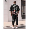 ABEWIP Men's Japanese Kimono Set Chinese Style Printed Open Front