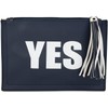 styleBREAKER 'YES' or 'NO' print clutch, tassel pendant upon zipper,