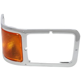 ECOTRIC Passenger Side Corner Signal Lights Lens w/Headlight Bezel Compatible with 2000-2015 Ford F650 F750 Right Replacement for FO2521196 & YC3Z13200AA