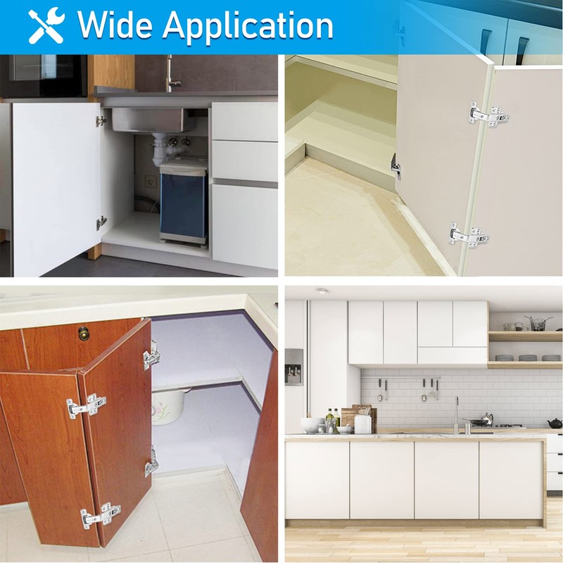 HanOrson 165° Cabinet Hinges, 2 Pairs Full Overlay Frameless Cabinet