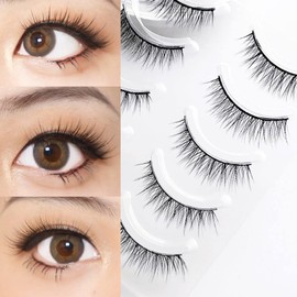 Musegetes 3D False Eyelashes Popular Black Natural Axis Soft Core Premium Fibers Hand Made A Natural Fluffy Long Soft Reusable 5 Pairs Long Tail H45C