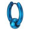 Stainless Steel Blue Circle Beads Huggie Hinged Hoop Earrings for