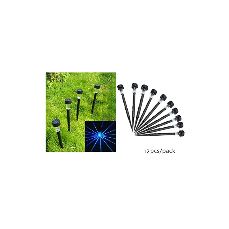 NEWOTE 12PCS Blue LED Outdoor Plastics Garden Solar Powered Landscape