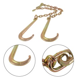 Unbranded G70 V-Chain Large J-Hooks Flatbed Tow 5/16" X 2' Truck Rollback Wrecker Carrier